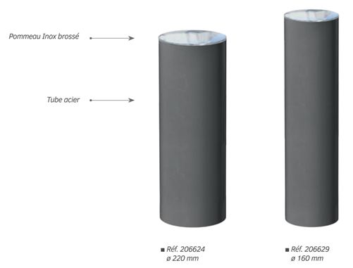 Borne métallique en inox brossé PROVINCE - Tube acier Ø160 et Ø220 mm - Fixation par scellement direct_0