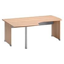 BUREAU COMPACT JAZZ RETOUR GAUCHE L 180 CM HÊTRE AMBRÉ PIÉTEMENT PLEIN BOIS