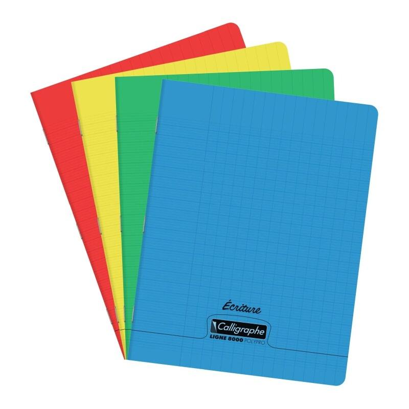 Calligraphe Lot de 20 Cahier Ligne 8000 17x22, 32p./16 feuilles 90 g/m² piquées, couv. PP assortis, DL 3mm IV - 3210330180106_0