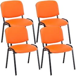 CLP Lot de 4 chaises visiteur empilables Ken en similicuir et piètement noir Orange - orange polyester 312996_0