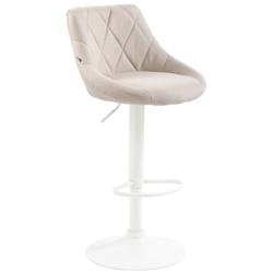 CLP Tabouret de bar Lazio en Tissu Hauteur réglable siège pivotant Crème/Blanc - beige textile 321784_0