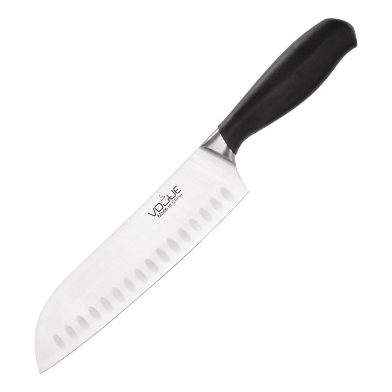 Couteau Santoku Soft Grip 180mm - Lame en acier inoxydable - Manche ergonomique - Vogue_0
