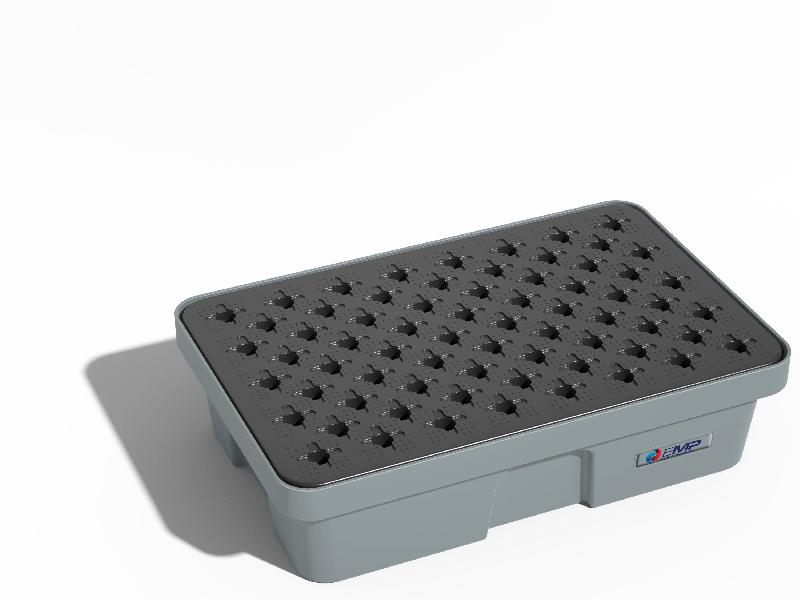 Cuvette de rétention PE - 30 l avec caillebotis amovible - Poignée intégrée - Polyéthylène haute densité_0