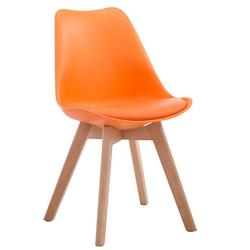 Décoshop26 - Chaise de salle à manger x1  design scandinave en PVC et plastique orange et piètement à 4 pieds en bois clair 10_0003268 - 3000251486254_0