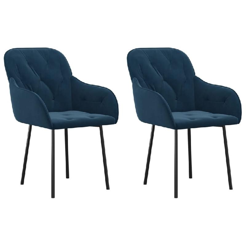 Décoshop26 - Set de 2 chaises de salle à manger en tissu velours bleu et métal DEC025489 - bleu métal 3000255278367_0