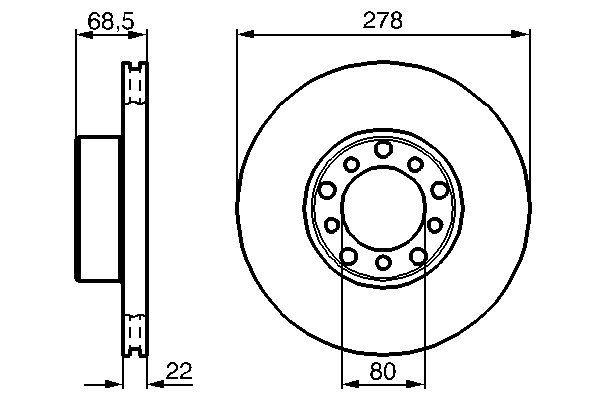 Disque de frein Bosch 0986478061 - Boîte de 2 disques ventilés, 5 trous, épaisseur 21,8 mm_0
