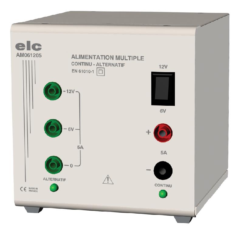 ALIMENTATION DC ET AC MULTIPLE, LINÉAIRE ET STABILISÉE, 1 VOIE DC, 2 VOIES AC, 120W, - ELCAM061205