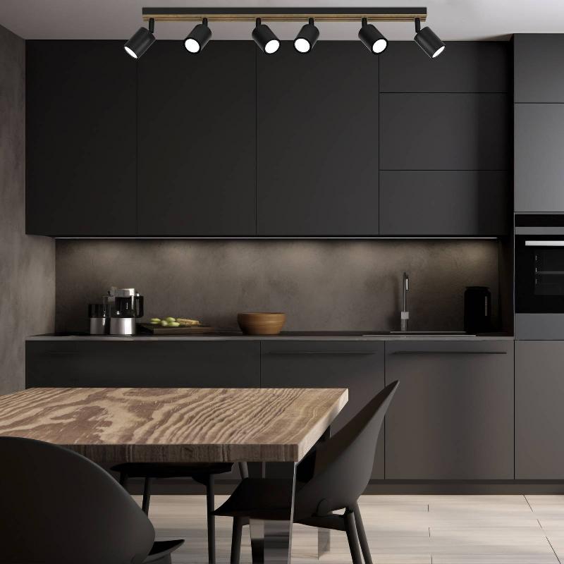 ENVOSTAR TINO SPOT POUR PLAFOND À 6 LAMPES NOIR/BOIS