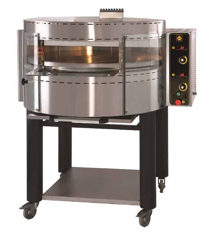 Four à pizza rotatif professionnel à gaz avec piètement inox 7 pizzas de ø 30 cm - RP1+I_0