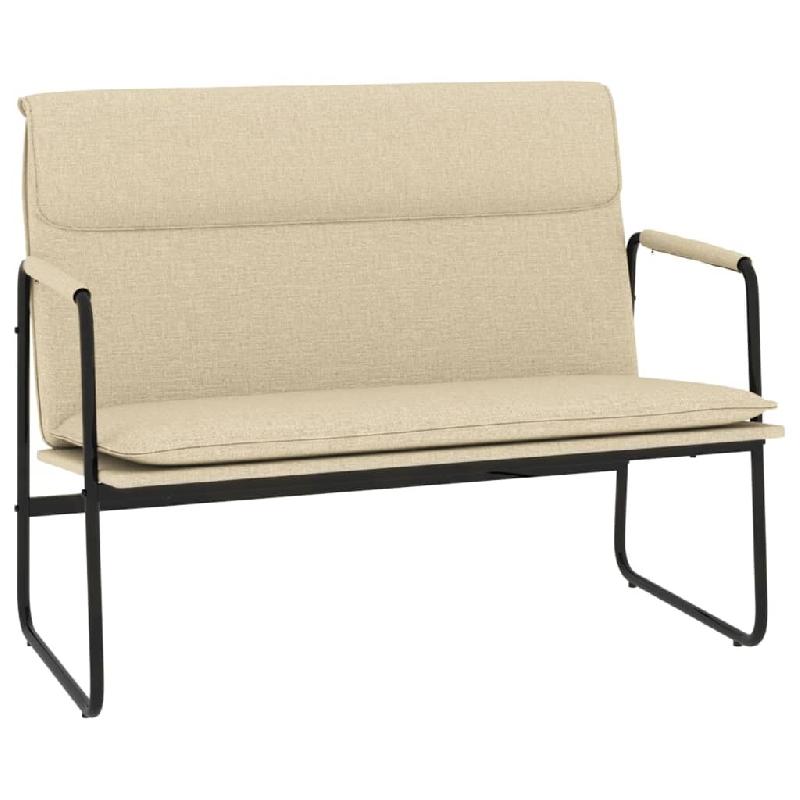 Helloshop26 - Banc banquette 100 x 64 x 80 cm tissu crème 02_0010632 - métal 3000585282720_0