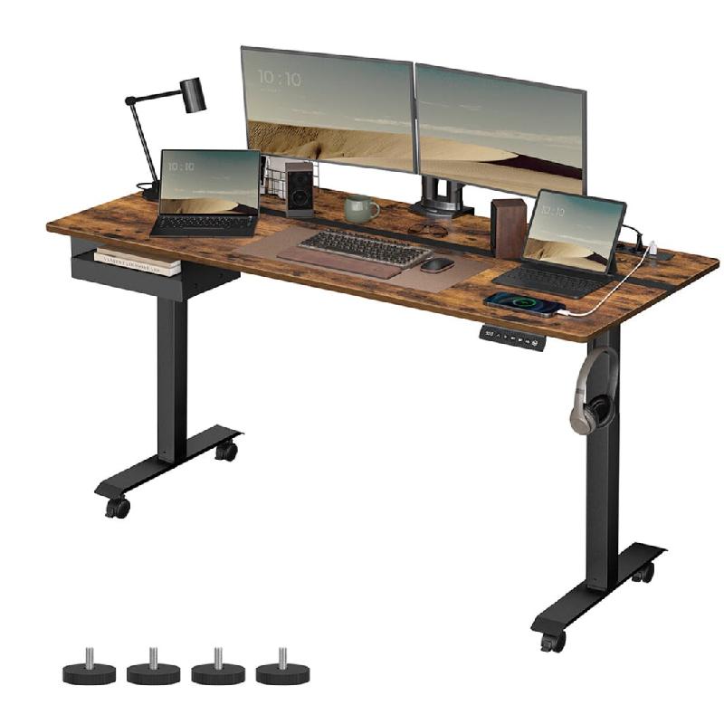 Helloshop26 - Bureau électrique réglable en hauteur bureau assis-debout surface 60 x 120 cm réglable en continu fonction mémoire de 12_0004590 - a_0