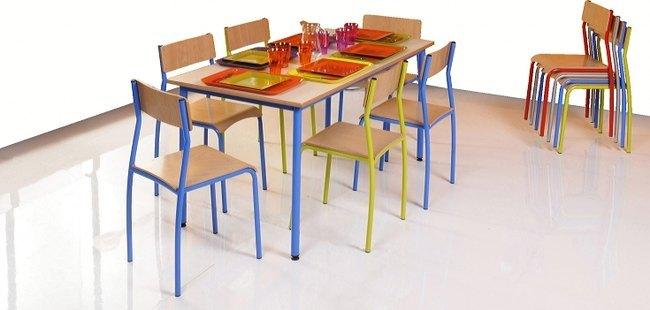 TABLE CLIP 4P T6 CHANT ALAISÉ 160X80 BEIGE/ROUGE - MANUTAN COLLECTIVITÉS