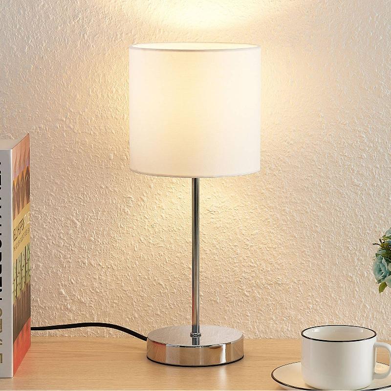 LINDBY LEOKADIA LAMPE À POSER, BLANC CHROMÉ