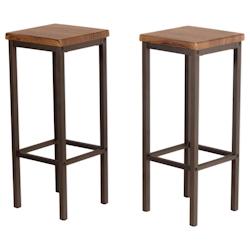 Lot de 2 tabourets de bar 78 cm de haut, couleur noyer, modèle FIRENZE ROMA par Yelloo - 0805698370158_0