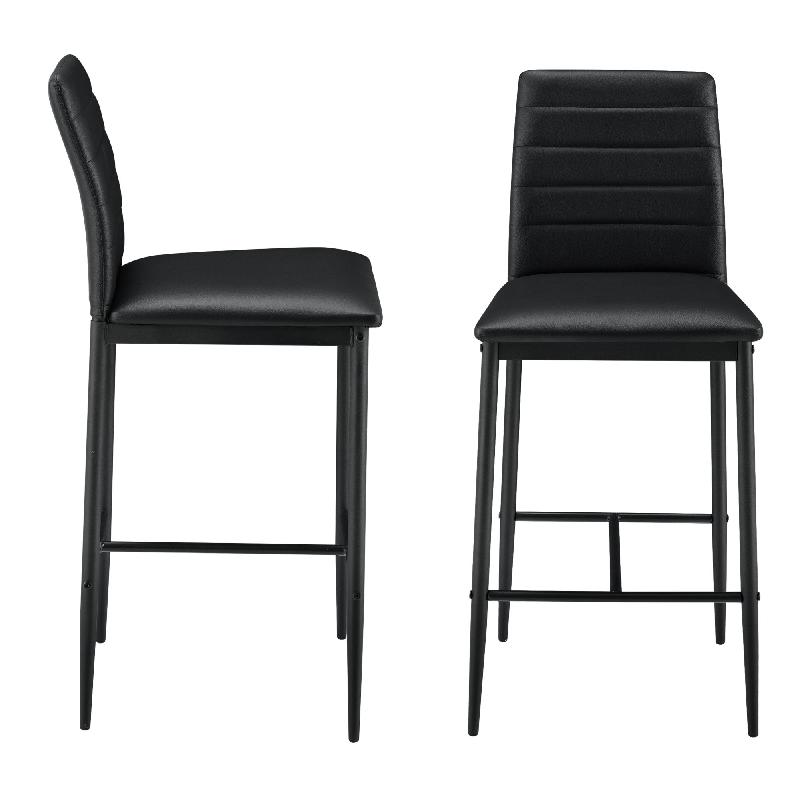 LOT DE 2 TABOURETS DE BAR CHAISES AVEC PIEDS EN ACIER ASSISE SYNTHÉTIQUE ET HAUTEUR D\'ASSISE 66 CM NOIR 03_0005787_0