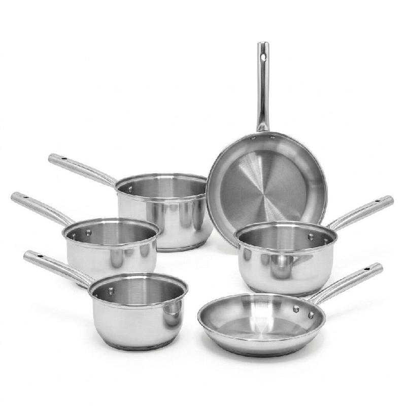 Lot de 4 casseroles 16/18/20/22 cm et poêles en inox 20/28 cm Fackelmann Rhona - gris inox 3176239913217_0