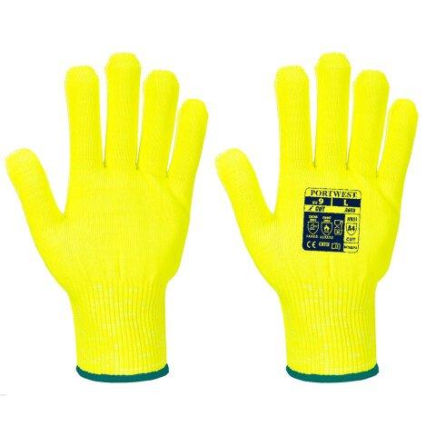 LOT DE 6 - PORTWEST A688 GANT PRO CUT LINER JAUNE - TAILLE S