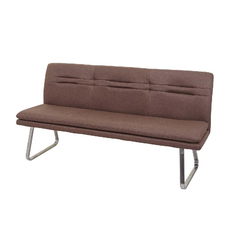 Mendler Banc HWC-H70, Banc de salle à manger Banc rembourré, dossier tissu/textile inox brossé ~ marron 180cm - marron textile 73914+73959_0