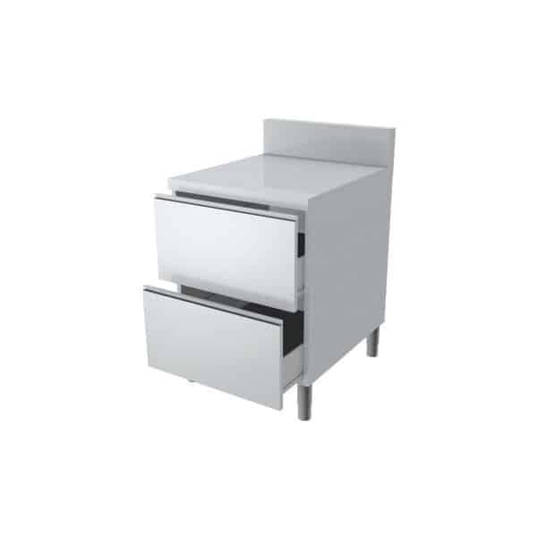Meuble avec 2 tiroirs dessus inox P 800 mm (Longueur, mm: 400)_0