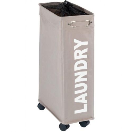 PANIER À LINGE ÉTROIT À ROULETTES - CORNO - 43 LITRES - POLYESTER - TAUPE WENKO