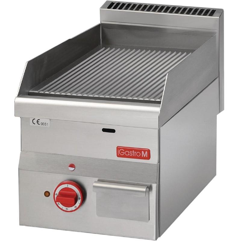 Plancha électrique - plaque rainurée en inox 60/30ftre - GN022 - 3kW, 400V_0