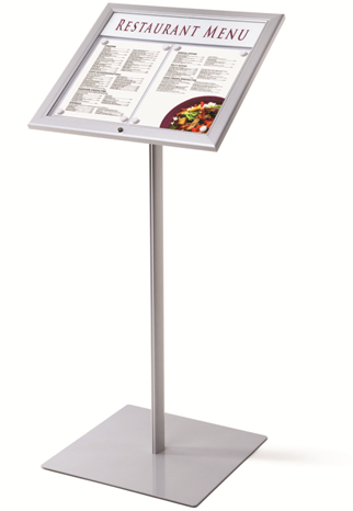 Porte-menu extérieur verrouillable - Base acier avec pieds caoutchouc - Magnétique et effaçable à sec_0