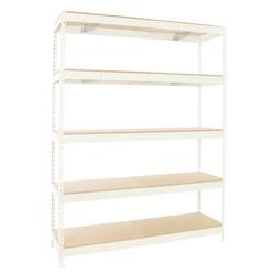 PROREGAL Étagère pour Charges Lourdes WOOD BEAST FIVE | HxLxP 200x240x90cm | 400kg par Niveau | Blanc - blanc métal PR_RS18-105_0