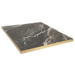 Restootab - Plateau 90x90 decor marbre royal chants laiton - noir Bois manufacturé PL-9090M-MB.ROY-LAI_0