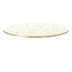 Restootab - Plateau Ø80 decor terrazzo cassata chants laiton - blanc Bois manufacturé PL-R80M-TER.CAS-LAI_0