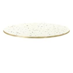 Restootab - Plateau Ø80 decor terrazzo cassata chants laiton - blanc Bois manufacturé 3760371515226_0