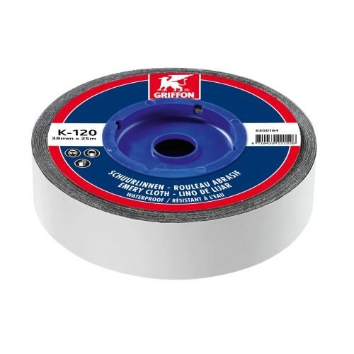 ROULEAU ABRASIF FLEXIBLE RÉSISTANT À L'EAU - GRAIN 120 - 25X38MM GRIFFON