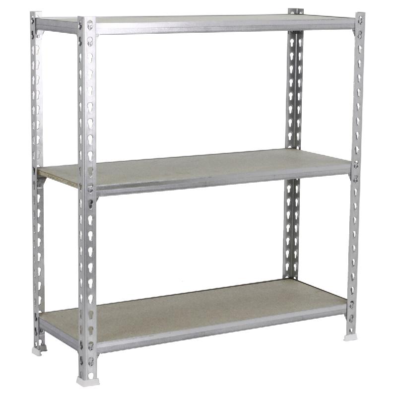 SimonRack Étagère Rangement 900x800x400 mm, 3 niveaux, plateaux en bois, charge 150 kg par niveau, Galvanisé - Maderclick - métal 8435104954850_0