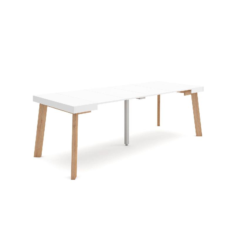 SKRAUT HOME Table console extensible, 220, Pour 10 personnes, Pieds en bois, Blanc - blanc Bois manufacturé 309_25_0