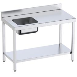 Table de chef 1 évier à gauche 1 étagère - 1200x700x850 mm - 1D2107EI Eurast - inox 1D2107EI_0
