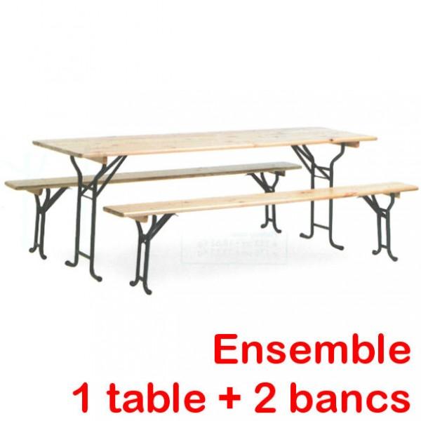 Ensemble table et banc de brasserie Rolléco - Largeur 70 cm - Pour cantines et salles de fêtes_0