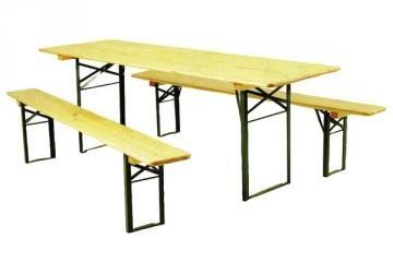 Tables pliantes brasserie festivité - 220x70 cm - piétement cornière - ensemble table et bancs pliables pour intérieur/extérieur_0