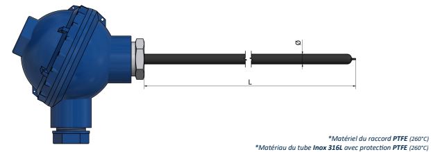 Thermocouple avec tête de raccordement - Pour environnements agressifs - Modèle TH50 - Type K, N, J, T, E, R, S, B_0