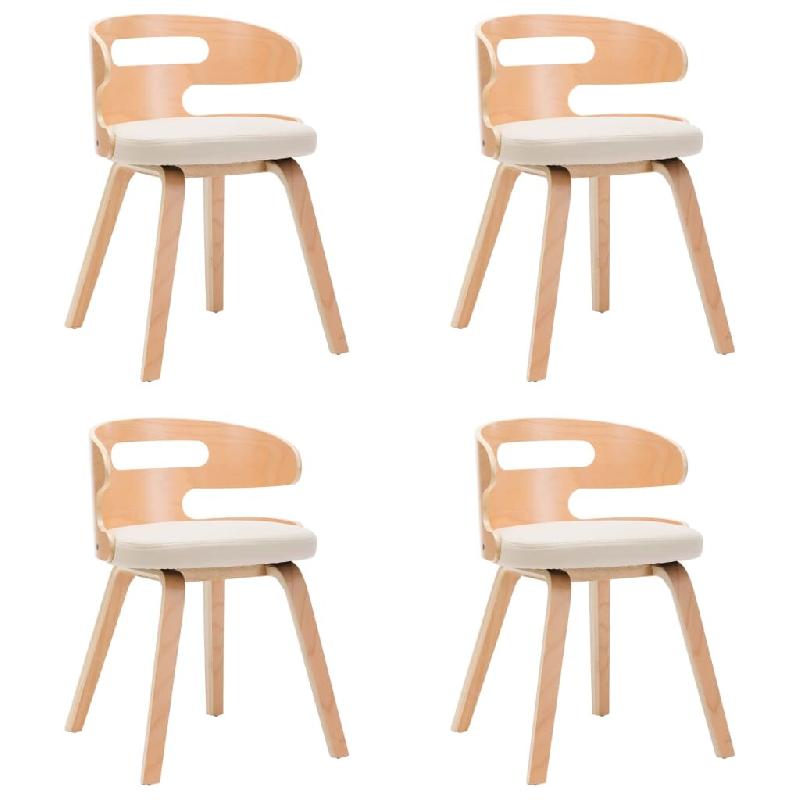 VidaXL Chaises à manger lot de 4 crème bois courbé et similicuir Modèle Jorelia - 278852_0