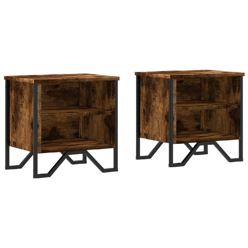 VidaXL Tables de chevet 2 pcs chêne fumé 40x30x40 cm bois d'ingénierie – Modèle Univers Nuit - 848499_0