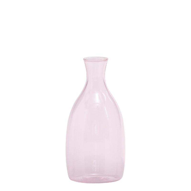 Zafferano Petit Vase Un Fiore Capacité 35 Cl En Verre Borosilicaté Soufflé À La Main Avec Un Décor Blanc Raffiné Sur L'Ouverture, Couleur Rose,_0