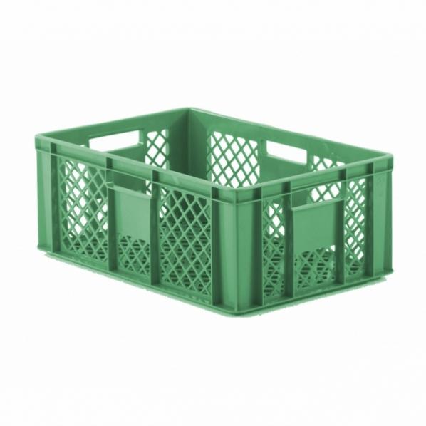 Bacs alimentaires ajourés - 600x400 mm - Hauteur 240 mm - Vert - Polyéthylène haute densité_0