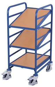 Chariot porte-bac variofit - 3 plateaux bois - profondeur 610 mm - SW‑610.101_0
