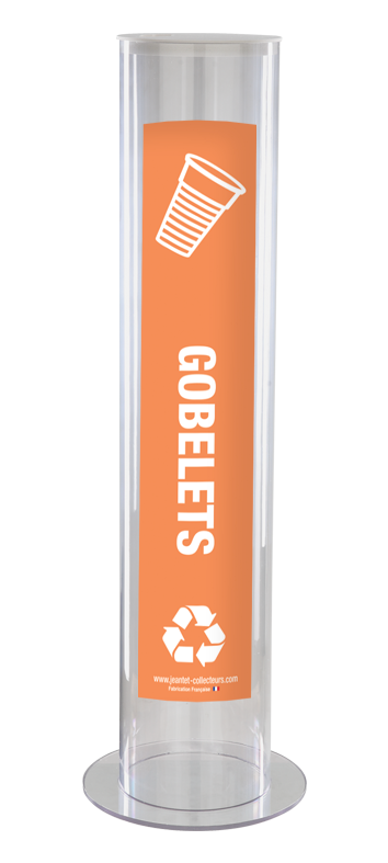 Collecteur De Gobelets 1600 Unités - Corps Métal Blanc, Pour événements, Extérieur, Diamètre Max 70 Mm