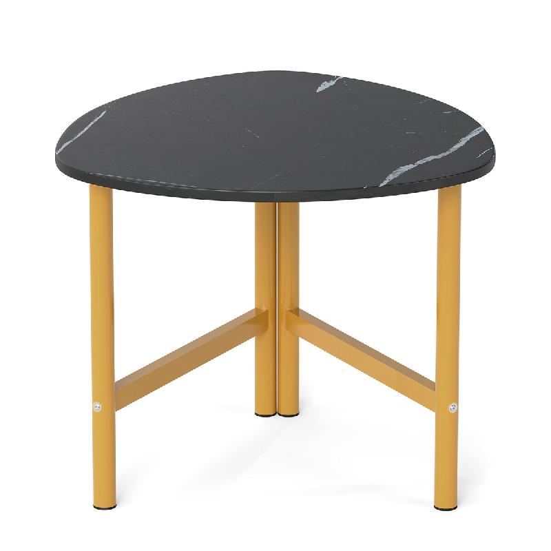 COSTWAY Table d'Appoint Triangulaire, en Bois avec Pieds Métalliques, Industrielle, pour Salon et Petits Espaces - multicolore Bois manufacturé VH35_0