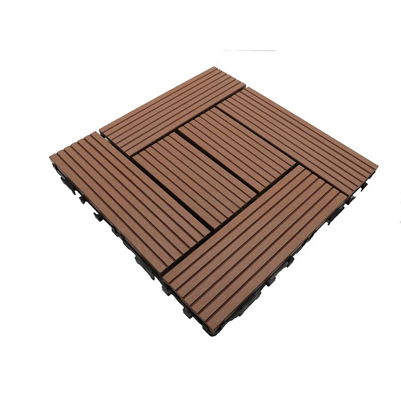 Dalle de terrasse bois composite Classic - 30 x 30 cm, coloris terre cuite, épaisseur 25 mm, surface couverte 0.091 m² par dalle, 11 dalles nécessaires pour 1 m²_0