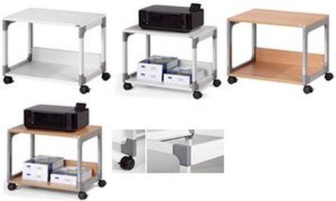 Durable table de bureau mobile SYSTEM Multi Trolley - 2 tables fixes en acier époxy polyester avec coins renforcés_0