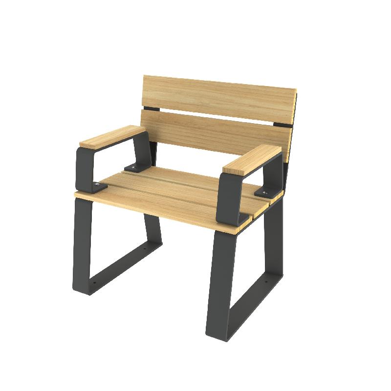 Fauteuil Havane avec Accoudoirs 700 mm en Robinier et pieds fonte_0