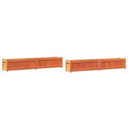 Helloshop26 - Jardinière bac lit surélevé plantes fleurs jardin terrasses lot de 2 cire bois de pin massif marron 02_0039062 - 3000218008314_0