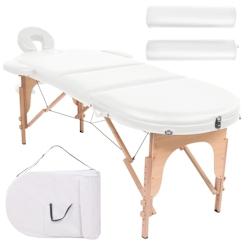 Helloshop26 - Table de massage pliable 4 cm d'épaisseur et 2 traversins blanc 02_0001840 - 3000089261535_0