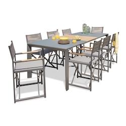 PARIS Garden Ensemble repas de jardin 8 places en aluminium gris anthracite - HONFLEUR - gris aluminium HONFLEUR-TB250+8DC_0